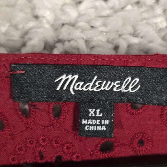 Madewell Women Eyelet Top Size XL Long Sleeve Boho‎ Cottage Peasant Romantic - Picture 6 of 13